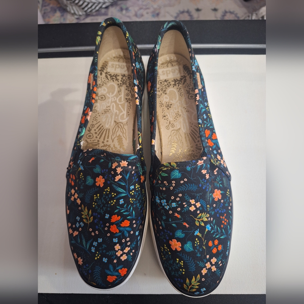 Keds Dark Blue Floral Slip-On Flats